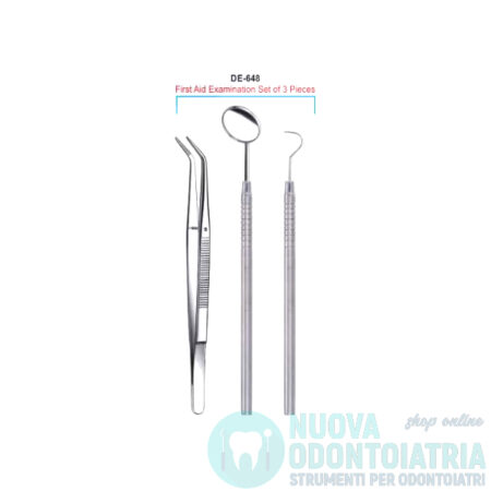 Set Prima Visita Specchietto Specillo Curvo e Pinza