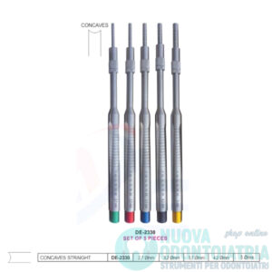 Osteotomi Piccolo Rialzo del Seno Mascellare Kit da 5 Osteotomi Concavi Dritti