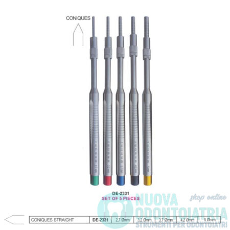Osteotomi Piccolo Rialzo del Seno Mascellare Kit da 5 Osteotomi Conici Dritti