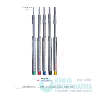 Osteotomi Piccolo Rialzo del Seno Mascellare Kit da 5 Osteotomi Convessi Dritti