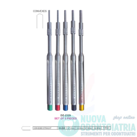 Osteotomi Piccolo Rialzo del Seno Mascellare Kit da 5 Osteotomi Convessi Dritti